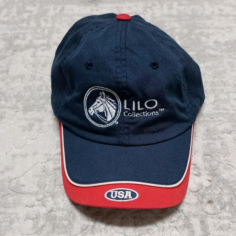 LiLo Collections Navy Red Equestrian Cotton Ball cap